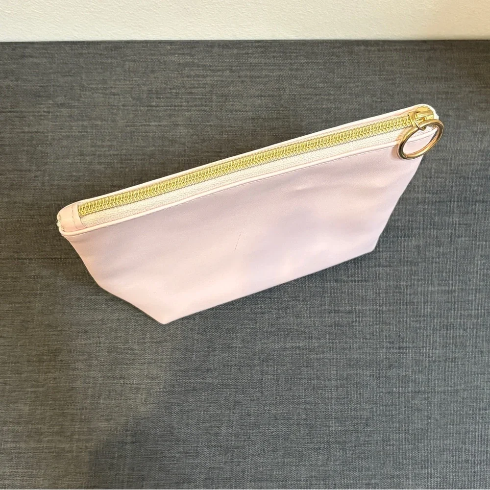 Pink Bride Makeup Bag or Clutch with Gold Accents